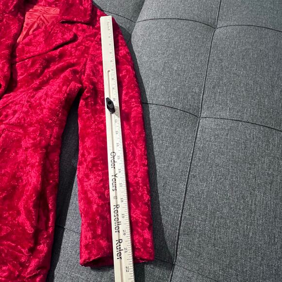 Vintage Crushed Velvet Blazer Women Small*‎ Red Whimsigoth Fairy Goth Steampunk - Picture 7 of 9